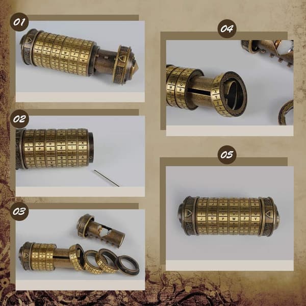 Cryptex Da Vinci-koden Mini Cryptex Lås Pusselboxar med Hemligt (Brons)