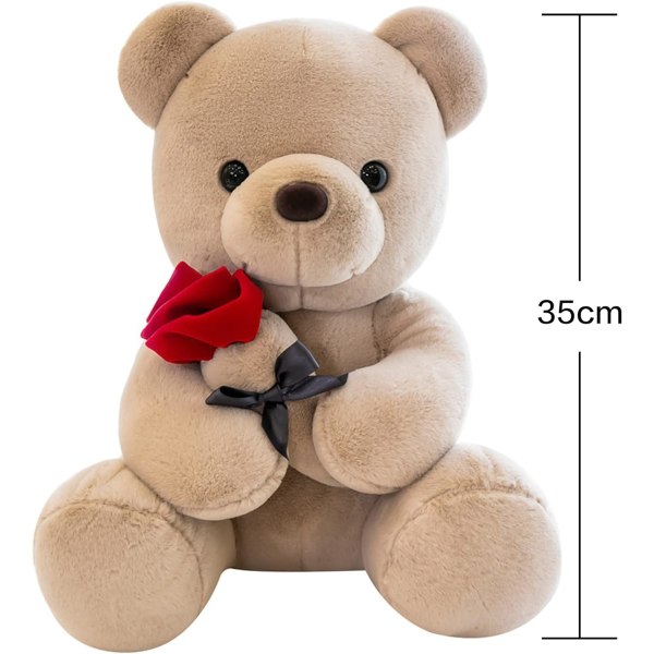 Bamse Bamse med rose, (35 cm, brun) Sød plyslegetøjsbea