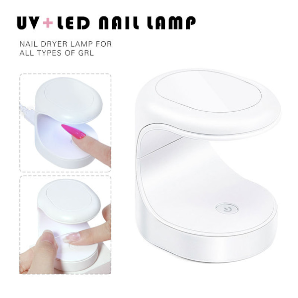 Mini neglelampe (hvit) - UV/LED neglelampe UV-lys for gelnegl