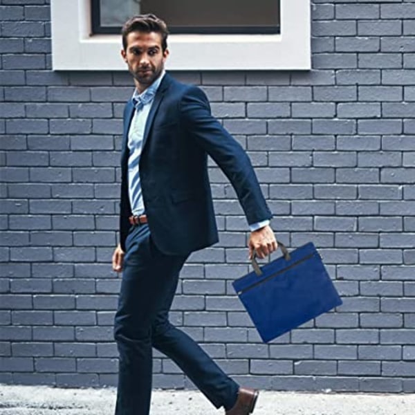 1 st Blå Case Bag Portfölj Office Zipper Portable Kit Herr Bri