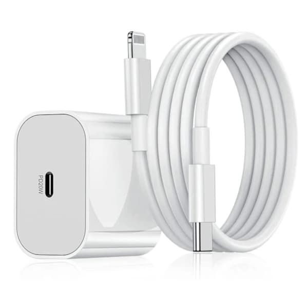 iPhone-lader - Hurtiglader - Adapter + Kabel 20W USB-C Hvit 1-pakning iPhone