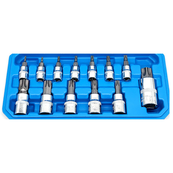 Torx hann-sokkel 1/2'', 1/4'', 3/8'', T8-T70 13 deler