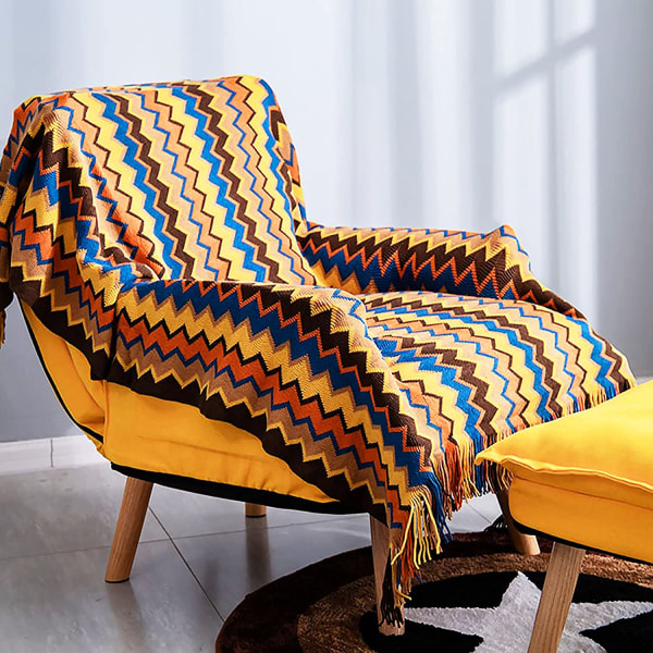 Stickad filt Tassel Throw filtar Färg Hundtand Bohe