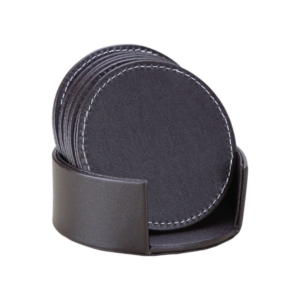 Runde coasters blå pu læder TABLE MAT coasters med kaffe, t