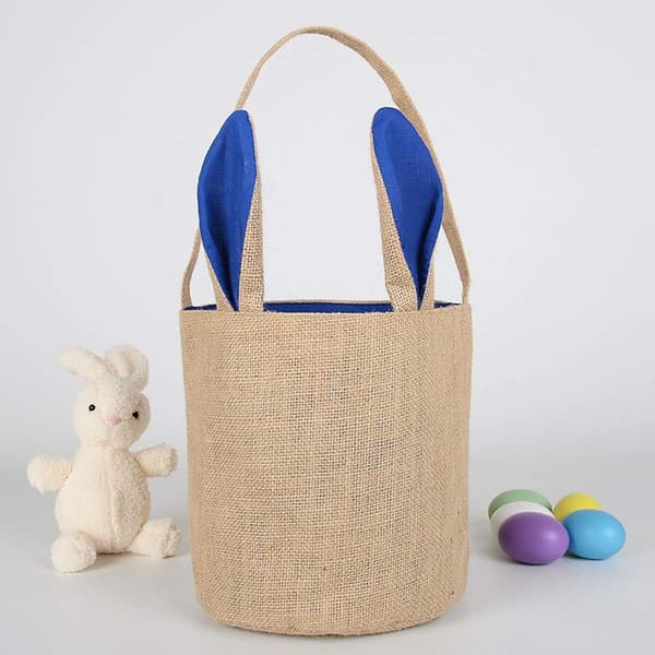Egg Basket Holiday Rabbit Bunny Printed Canvas Gift Carry Eggs C