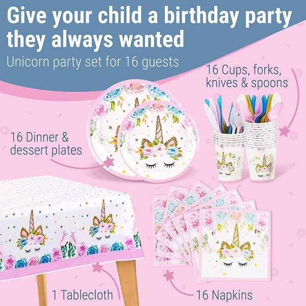 DIY Unicorn födelsedagsdekorationer för flickor - Party Supplies Kit