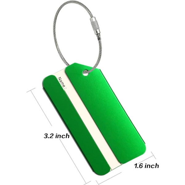 Reseetiketter, Bagageetiketter, Aluminium, 5 st green