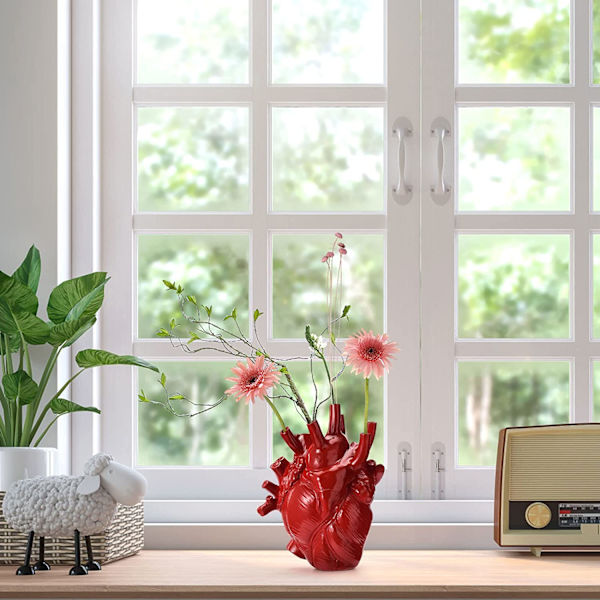 16cm Kreativ Hjerteformet Harpiks Vase til Skrivebord, Bord, Hylde