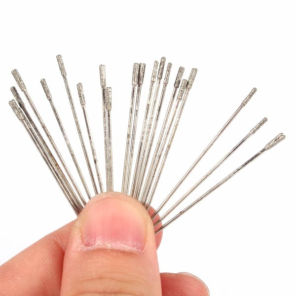 Smyckesborr (2-2.1mm) - 20st/förpackning 1mm diamantbelagda slipborrar, solid borr nål, agatborr för A