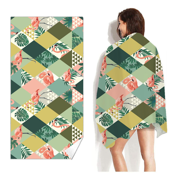 Badehåndkle - Polyester - 90X180cm (Flamingo)