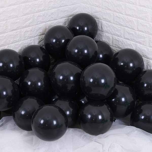 100-pack svarta ballonger Latex festballonger - 12 tums runda Hel