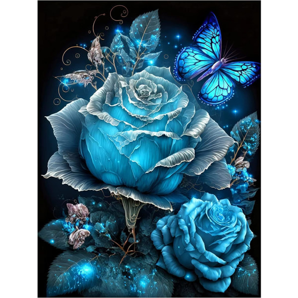 30x40cm, Butterfly Rose 5d diamantmalt rhinestone broderi