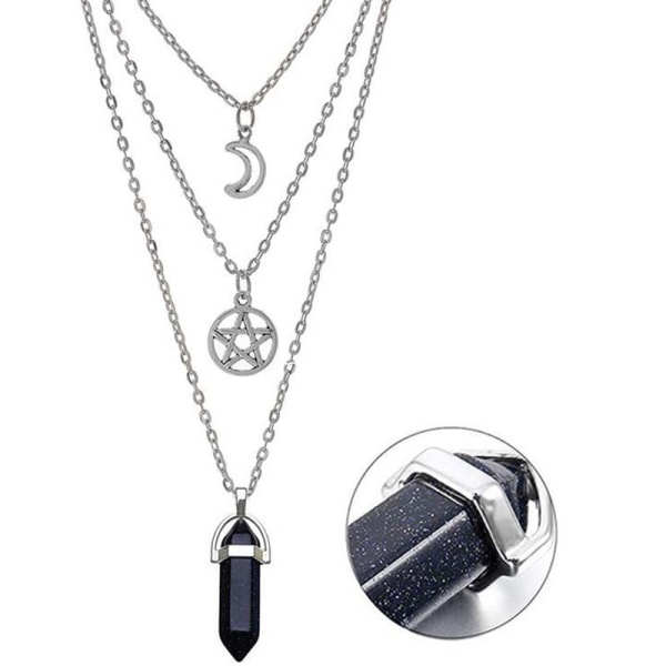 Moon Pentagram Halsband Multi Halsband Gothic Charm Pendan