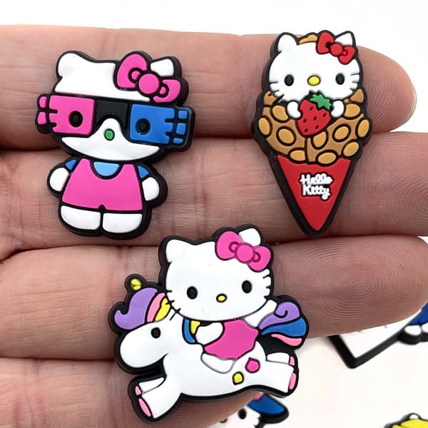 10 stk. Sko Tilbehør, Gummi Sko Spænder, PVC Printede Sko Blomster, DIY Tilbehør til