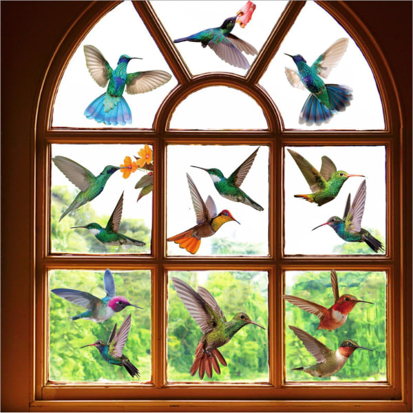Fönsterdekaler - 9 fantastiska kolibri dekorativa statiska klammer