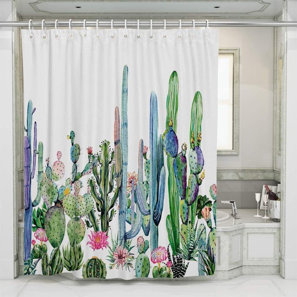 Nopeat ja kestävät suihkuverhot, kaktuksen lehtikuvioidut polyesterit