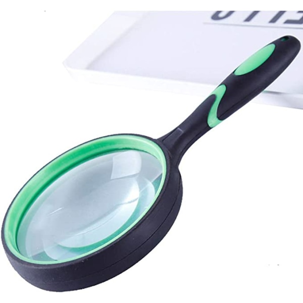 Förstoringsglas 10X (svart grönt), handhållen läsförstoringsglas med icke