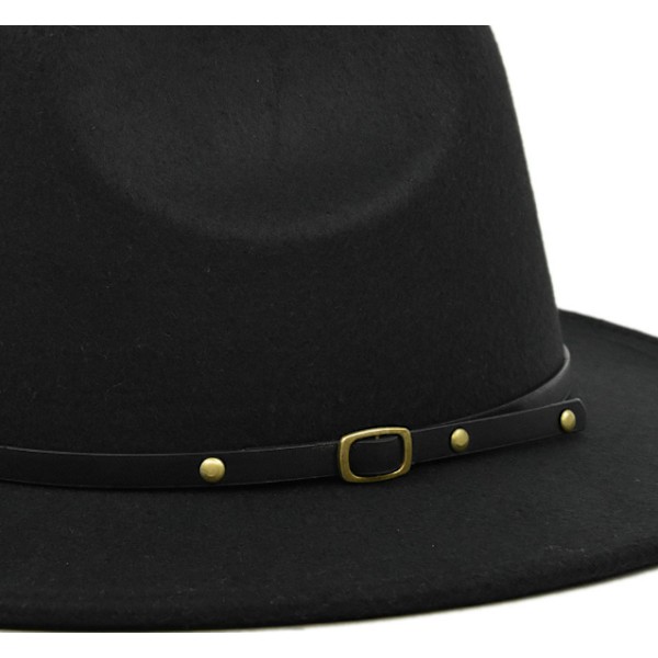 Uld tophat jazz hat retro sort uld jazz hat flad bri