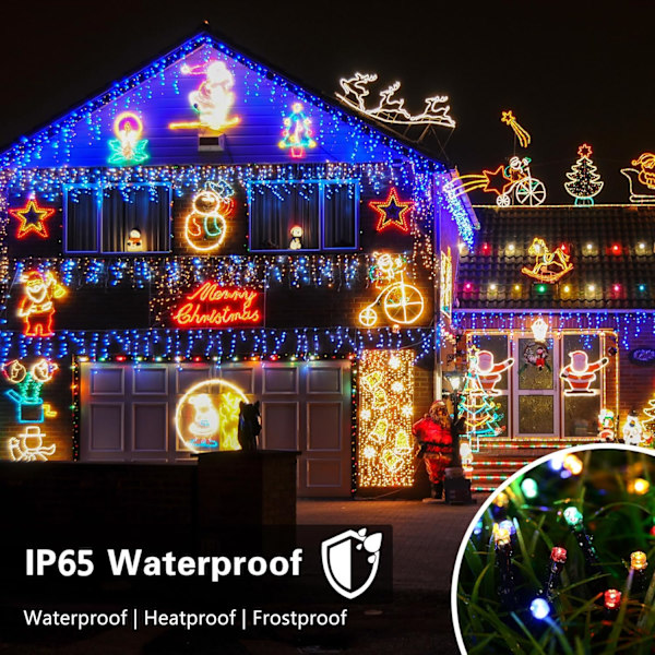 Solcells Halloween-lampor, 72ft 200 LED 8 lägen Röda Halloween-ljusslingor (Färgglada)