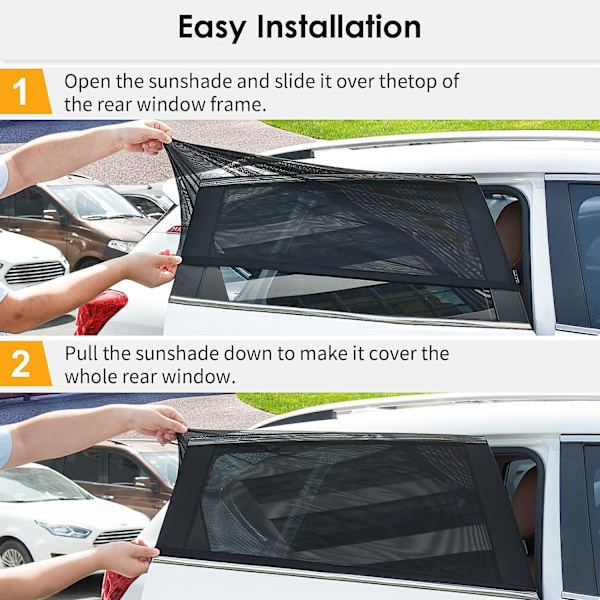Baby Car Sun Shade Window Sock: 2kpl Yleismaailmallisia Takasivulasien Aurinkosuojia Autoon SUV:iin Suojaa Lapsia ja Lemmikkejä Estää UV-Säteet - Lämpö Musta（L）