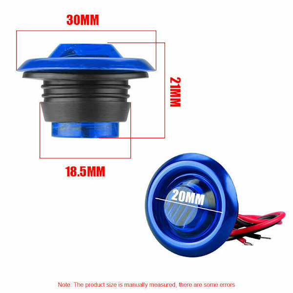 10x 3/4\" Luodinmuotoiset siniset LED-sivumerkkivalot