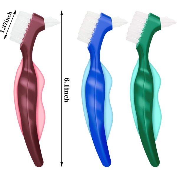 6 delar tandborstar hård tandprotesborste Rengöringsborste med Whi