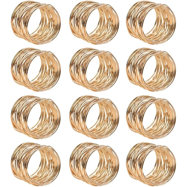 12 stk. Guld Metal Servietringe Mesh Servietringe Sæt Servietholder
