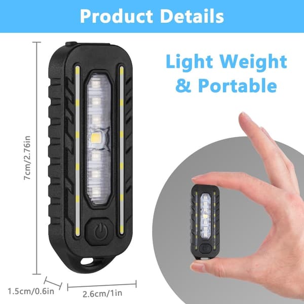 Klipslys for løping, 2 stk 5 lysmoduser LED-klipslampe USB-oppladbar, 150LM IPX4 vanntett bærbar for