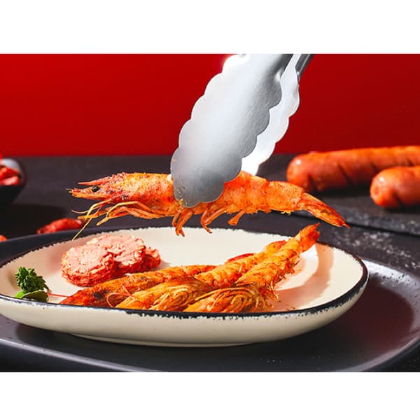1 x 16 tommer rustfrit stål madtænger, grilltang, rustfrit