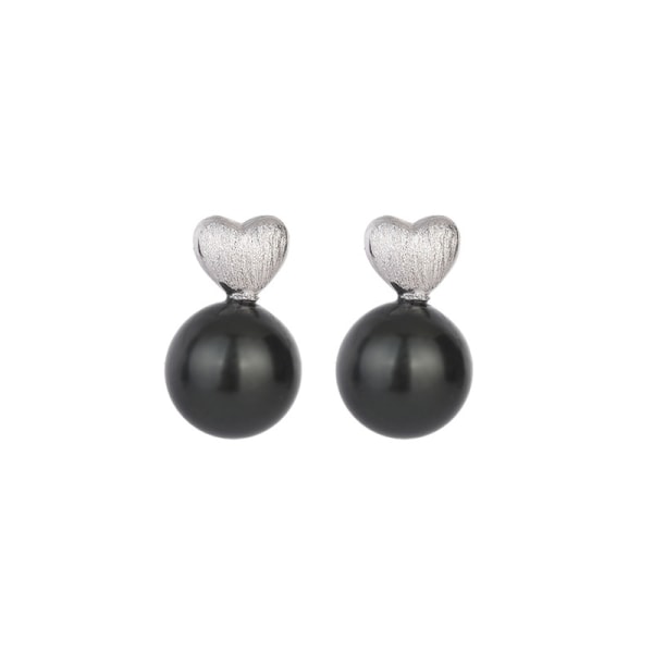 1 pair S925 sterling silver heart shape pearl niche premium meani