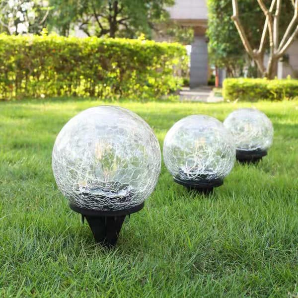 Solcellelamper, LED Crackle Ball 2 stk. Udendørsbelysning til have,