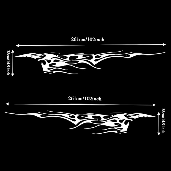 2 stk. 261 cm Flammer Grafik Bil Karosseri Side Stickers Flamme Raci