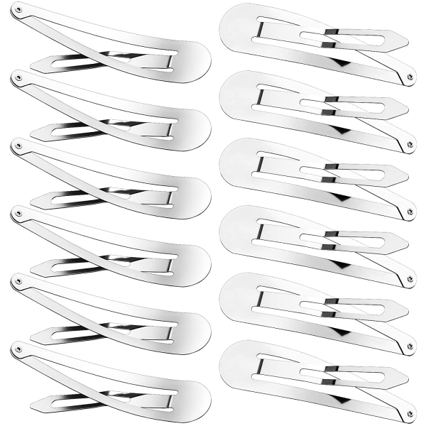 50 stk. 3,2 tommer store metal snap hårklemmer, skridsikre hårklemmer