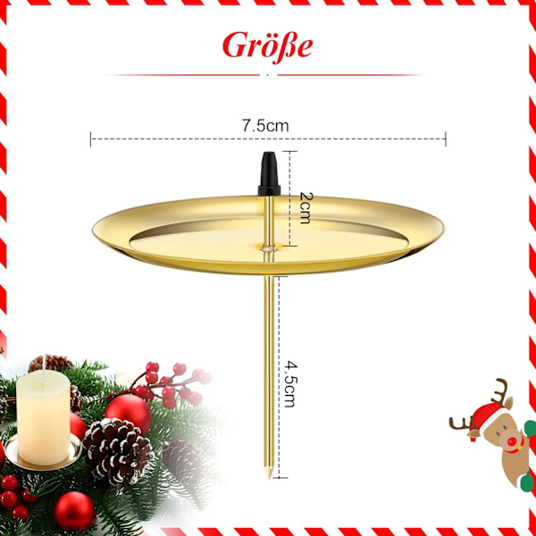 8 kappaletta 7,5 cm / 2,95 tuuman metallilevy kynttilänjalat Advent Wrea
