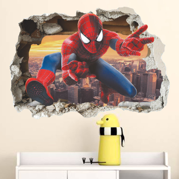 Spiderman Wall Stickers, 3D Effect Stickers, Soveværelsesindretning, Giant