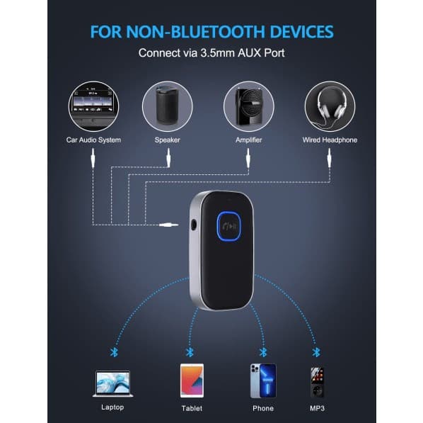 1 stk. Svart, Bluetooth 5.0-mottaker for bilstøydemping AUX Ada