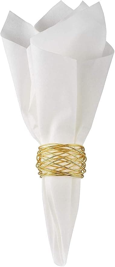 Gullfarget rund serviettringholder i mesh (gull, 6 stk.), egnet for