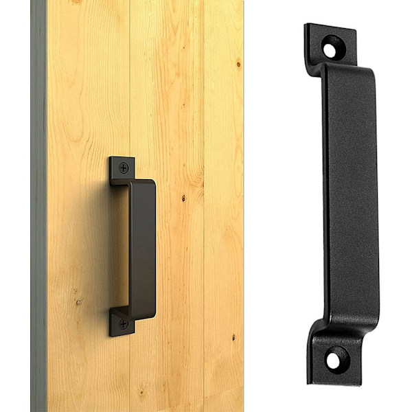 2 dørhåndtak - - Solid sort ståldørhåndtak - Inkluderer skruer