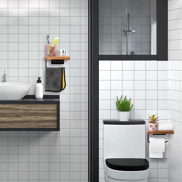 Toalettrullehållare med hylla, väggmonterad toalettpappershållare 2a44 |  Fyndiq