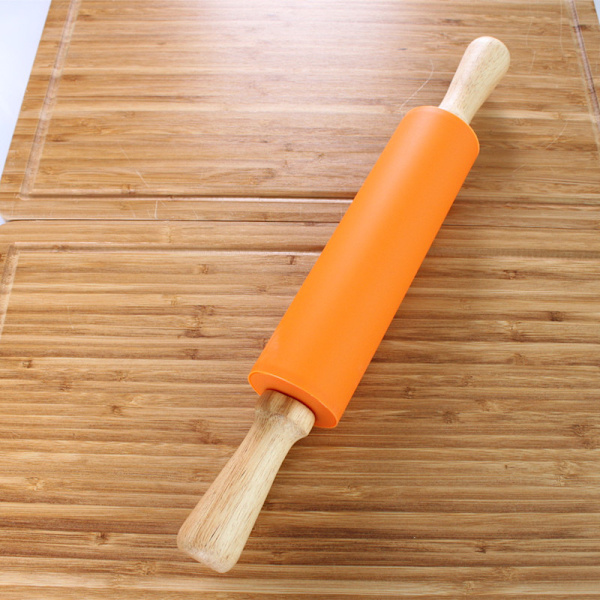 Kavel Orange Färg Non-Stick Silikon Yta Trä