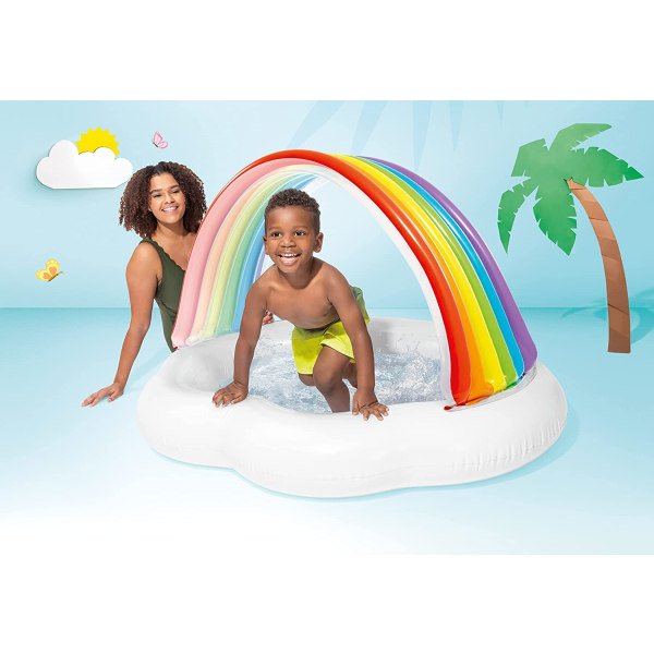 1,42m*1,19m*84cm Regnbue Sky Inflatable Baby Pool, til alderen 1-