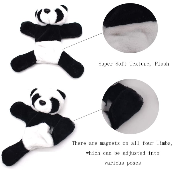 4 stk. Panda køleskabsmagnet, sød blød plys panda 3D køleskabsmagnet