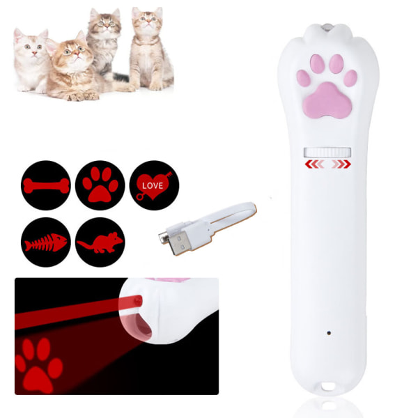 1 Pcs (LED Projection Red Light + Laser) Cat Pointer, USB Rechar