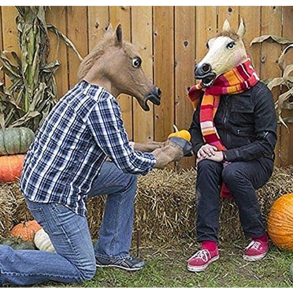 Halloween-maske, Cos Latex-hesteshodemaske, Brun Dyremaske