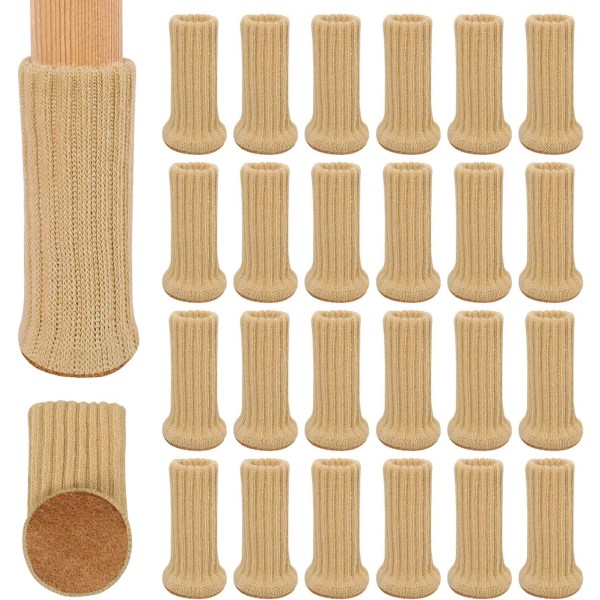 Beige Färg-24 Stycken Stickade Stolsbensstrumpor för Stolsbensdynor