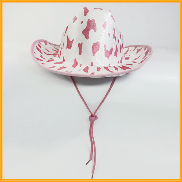 Vaaleanpunainen pilkullinen cowboy-hattu Halloween Western Milk Cowboy Hat