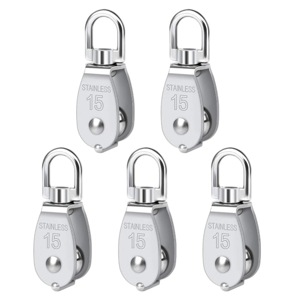 Swivel Single Pulley 5 stycken M15 Heavy Duty Rostfritt Stål Sing