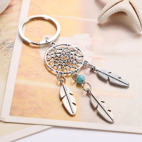 Retro Dream Catcher Nøkkelring Blader Duskkvast Anheng Nøkkelring