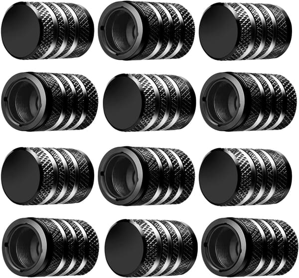 Däckventilskaftsskydd - (12-pack) Däckluftlock i metall med plast
