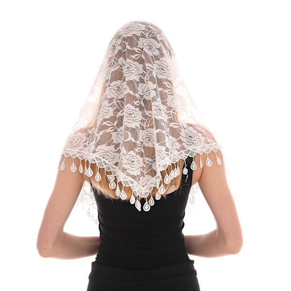 Triangel spets slöja Mantilla slöja sjal eller halsduk Latin mass huvudbonad
